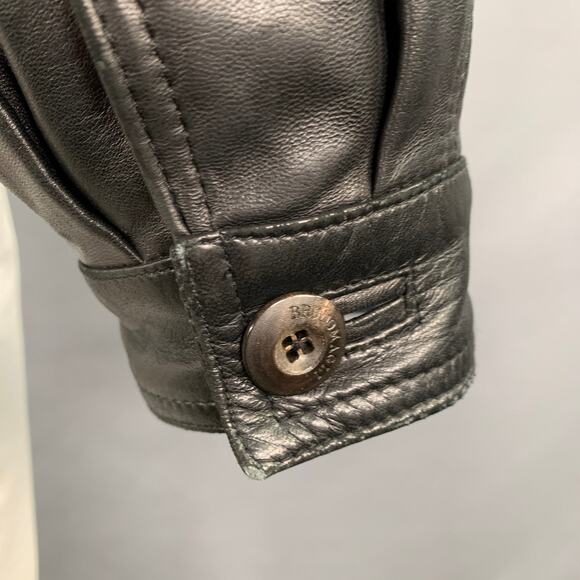 BRUNO MAGLI Size 42 Black Leather Zip Up Jacket - Picture 5 of 10